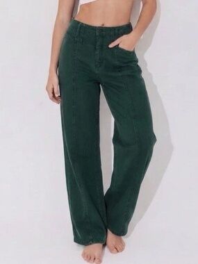 Free People We the Free Jeans Womens 25 Green Libre wide Leg NWOT $100